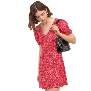 H&m Divided Red Floral Women's Dress Large